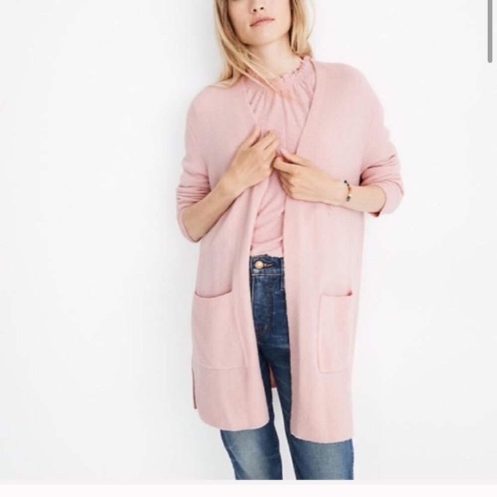 Madewell Coziest Yarn Pink Duster Cardigan Sweater